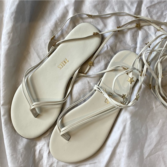 NWOT Tkees wrap sandals Lilu in Off white US 7 - Picture 1 of 6